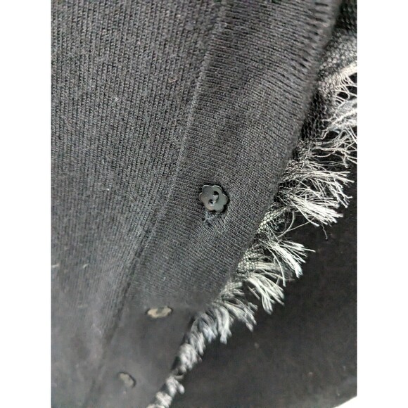 RED Brand Sweater Women's 2X Black V Neck Cardigan 3D Flowers Leopard Chiffon - Picture 7 of 13